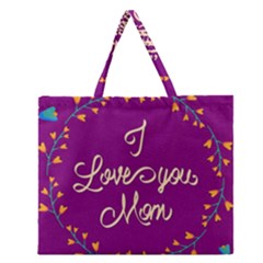 Happy Mothers Day Celebration I Love You Mom Zipper Large Tote Bag by Nexatart