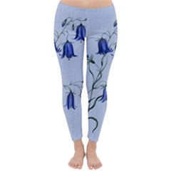 Floral Blue Bluebell Flowers Watercolor Painting Classic Winter Leggings by Nexatart