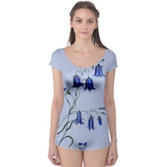 Floral Blue Bluebell Flowers Watercolor Painting Boyleg Leotard  by Nexatart