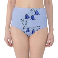 Floral Blue Bluebell Flowers Watercolor Painting High-waist Bikini Bottoms by Nexatart