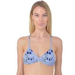 Floral Blue Bluebell Flowers Watercolor Painting Reversible Tri Bikini Top by Nexatart