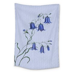 Floral Blue Bluebell Flowers Watercolor Painting Large Tapestry