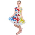 Paint Splatter Digitally Created Blue Red And Yellow Splattering Of Paint On A White Background Kids  Short Sleeve Dress View1