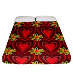 Digitally Created Seamless Love Heart Pattern Fitted Sheet (california King Size) by Nexatart