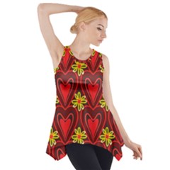 Digitally Created Seamless Love Heart Pattern Side Drop Tank Tunic by Nexatart