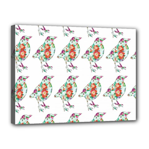 Floral Birds Wallpaper Pattern On White Background Canvas 16  X 12  by Nexatart