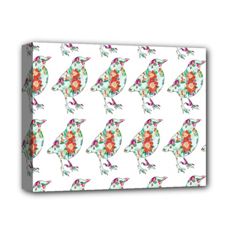 Floral Birds Wallpaper Pattern On White Background Deluxe Canvas 14  X 11  by Nexatart