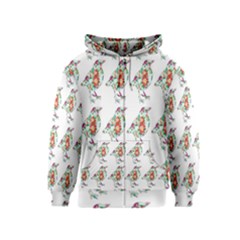 Floral Birds Wallpaper Pattern On White Background Kids  Zipper Hoodie by Nexatart