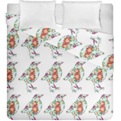 Floral Birds Wallpaper Pattern On White Background Duvet Cover Double Side (king Size)