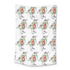 Floral Birds Wallpaper Pattern On White Background Small Tapestry