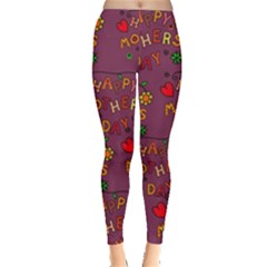 Happy Mothers Day Text Tiling Pattern Leggings  by Nexatart