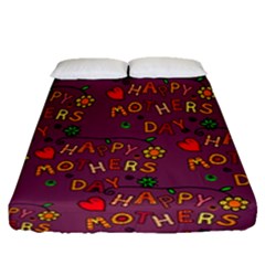 Happy Mothers Day Text Tiling Pattern Fitted Sheet (queen Size) by Nexatart