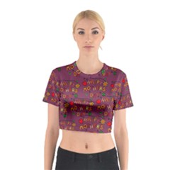 Happy Mothers Day Text Tiling Pattern Cotton Crop Top by Nexatart