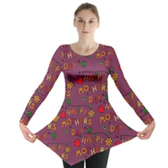 Happy Mothers Day Text Tiling Pattern Long Sleeve Tunic  by Nexatart