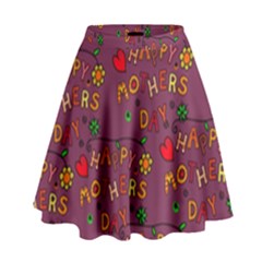 Happy Mothers Day Text Tiling Pattern High Waist Skirt by Nexatart