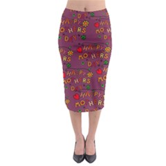 Happy Mothers Day Text Tiling Pattern Midi Pencil Skirt by Nexatart