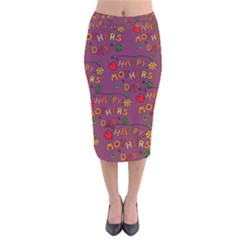 Happy Mothers Day Text Tiling Pattern Velvet Midi Pencil Skirt by Nexatart