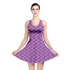 Purple Zig Zag Pattern Background Wallpaper Reversible Skater Dress by Nexatart