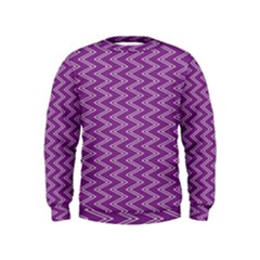 Purple Zig Zag Pattern Background Wallpaper Kids  Sweatshirt by Nexatart