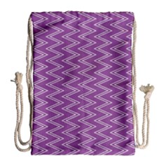 Purple Zig Zag Pattern Background Wallpaper Drawstring Bag (large) by Nexatart