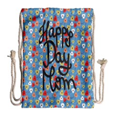 Happy Mothers Day Celebration Drawstring Bag (large) by Nexatart