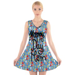 Happy Mothers Day Celebration V-neck Sleeveless Skater Dress by Nexatart