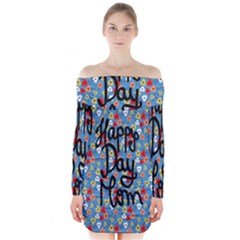 Happy Mothers Day Celebration Long Sleeve Off Shoulder Dress