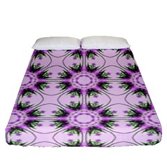 Pretty Pink Floral Purple Seamless Wallpaper Background Fitted Sheet (queen Size)