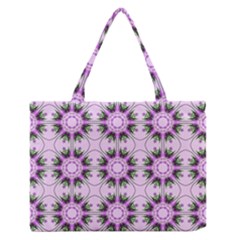 Pretty Pink Floral Purple Seamless Wallpaper Background Medium Zipper Tote Bag