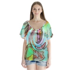 Art Pattern Flutter Sleeve Top