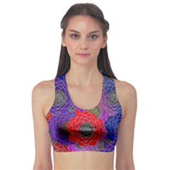 Colorful Background Of Multi Color Floral Pattern Sports Bra by Nexatart