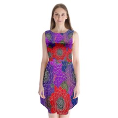 Colorful Background Of Multi Color Floral Pattern Sleeveless Chiffon Dress   by Nexatart