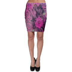 Oil Painting Flowers Background Bodycon Skirt by Nexatart