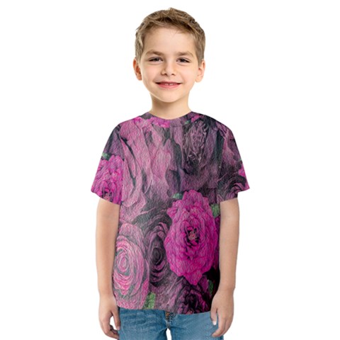 Oil Painting Flowers Background Kids  Sport Mesh Tee by Nexatart