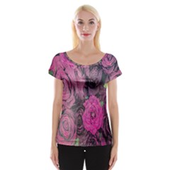 Oil Painting Flowers Background Women s Cap Sleeve Top by Nexatart