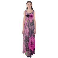 Oil Painting Flowers Background Empire Waist Maxi Dress by Nexatart