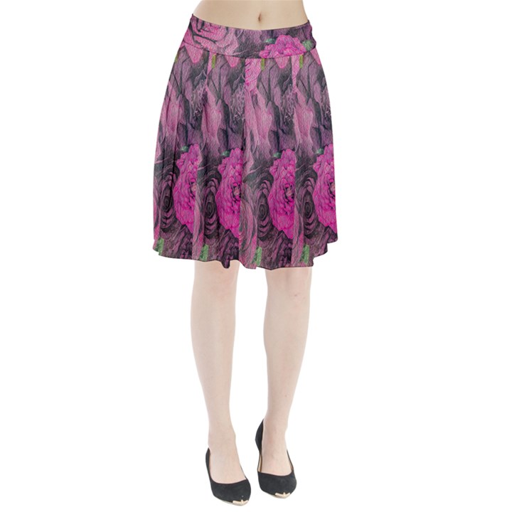 Oil Painting Flowers Background Pleated Skirt