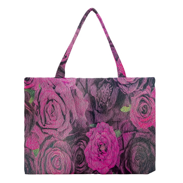 Oil Painting Flowers Background Medium Tote Bag