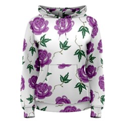 Purple Roses Pattern Wallpaper Background Seamless Design Illustration Women s Pullover Hoodie by Nexatart