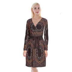 Digitally Created Seamless Pattern Long Sleeve Velvet Front Wrap Dress by Nexatart