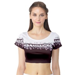 Bubbles In Red Wine Short Sleeve Crop Top (tight Fit) by Nexatart