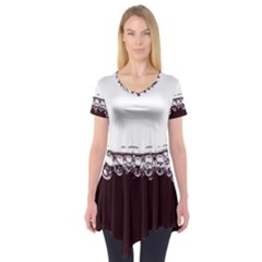 Bubbles In Red Wine Short Sleeve Tunic  by Nexatart