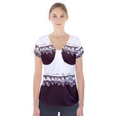 Bubbles In Red Wine Short Sleeve Front Detail Top by Nexatart