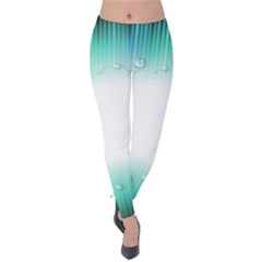 Blue Stripe With Water Droplets Velvet Leggings