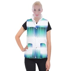 Blue Stripe With Water Droplets Women s Button Up Puffer Vest by Nexatart