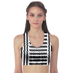 Black And White Abstract Stripped Geometric Background Sports Bra by Nexatart