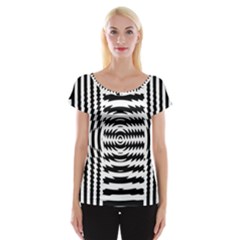 Black And White Abstract Stripped Geometric Background Women s Cap Sleeve Top by Nexatart