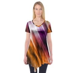 Colourful Grunge Stripe Background Short Sleeve Tunic  by Nexatart