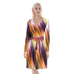 Colourful Grunge Stripe Background Long Sleeve Velvet Front Wrap Dress by Nexatart