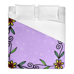 Hand Drawn Doodle Flower Border Duvet Cover (full/ Double Size) by Nexatart